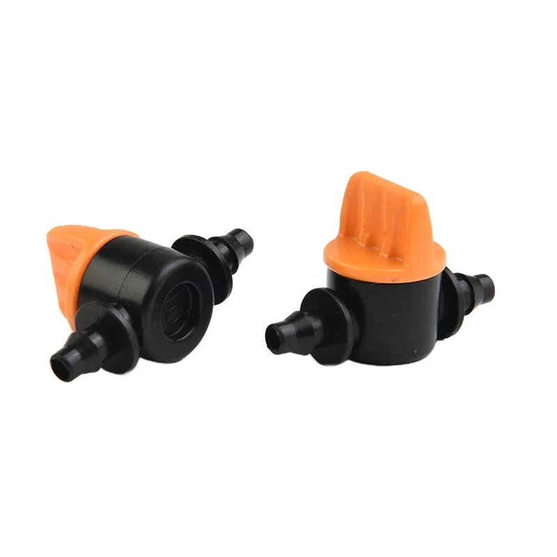 Miniválvula de 100 piezas para manguera de 4/7Mm, válvula de Control de flujo de agua, accesorios de conector de riego de jardín