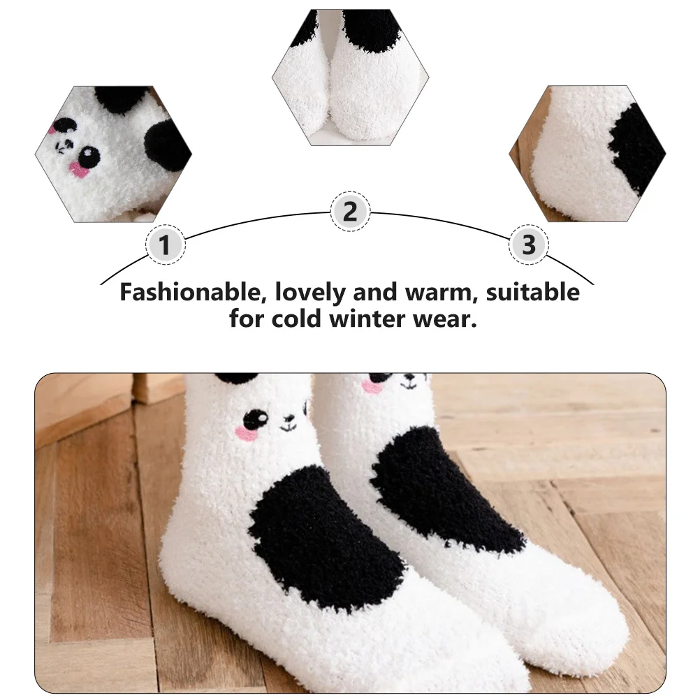 

5pcs Coral Fleece For Home Winter Thicken Thicken Sleeping Sleeping Stockings Floor Socks Stockings