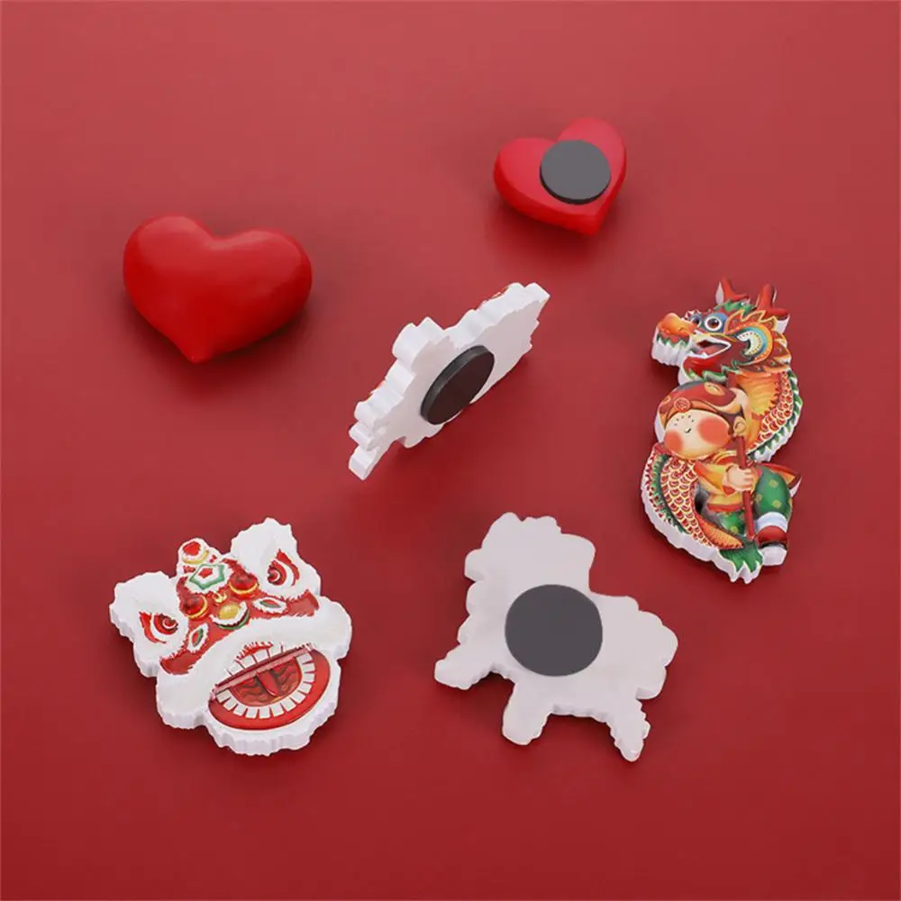 Refrigerator Magnet Cartoon Chinese New Year Festival Dragon Dance Lion Dance Fridge Magnet Traditional Spring Festival 2023