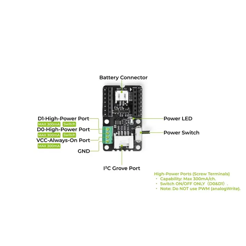 B67C COB LED Strip Compatible For Seeed Studio XIAO, 7-Channel PMIC Battery Management COB LED Driver Board Grove I2C Connector