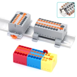 Wire Electrical Connectors PTFIX 2.5mm Wire Merging And Branching Device Push-in Terminal Block Connector Mount On Din Rail