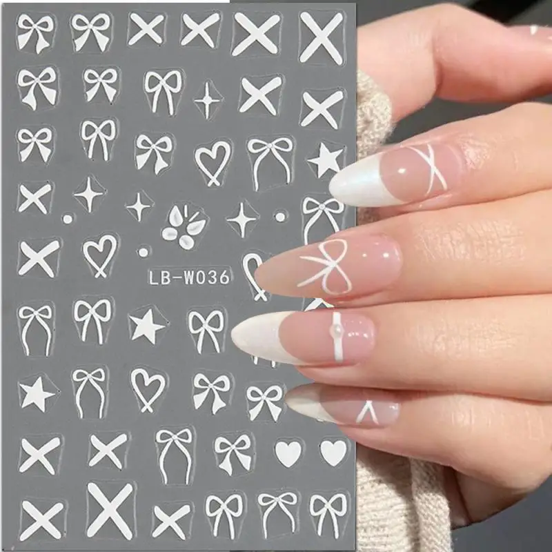 10/20/30PCS Lasting Miniature Carving No Deformation French Bow Nail Art Stickers