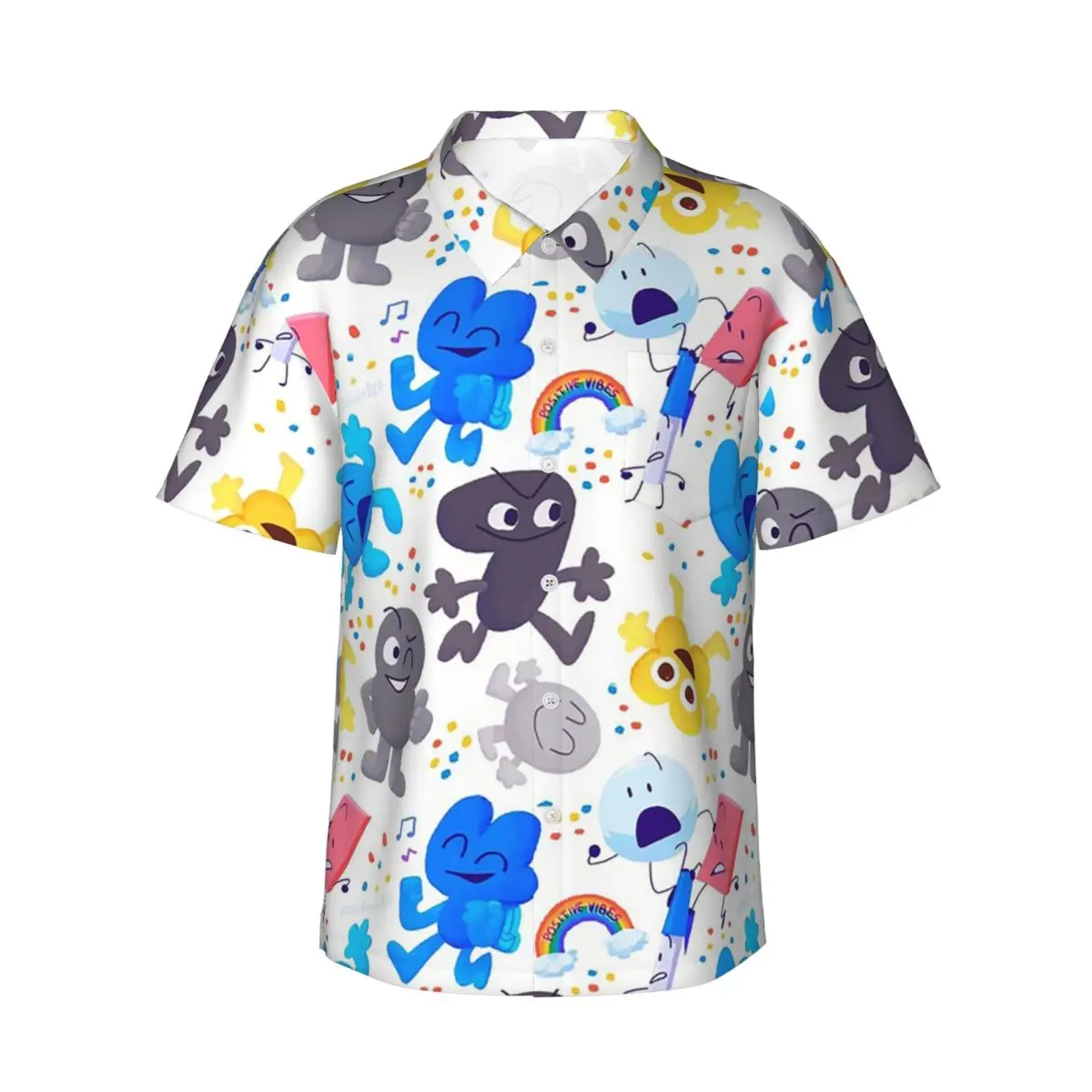 

Bfdi Pattern Men's Shirts Hawaiian Short Sleeve Shirt Funny Lapel Tops for Summer Beach