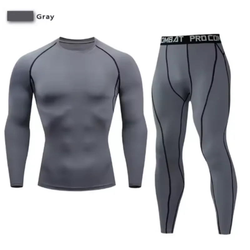 2pcs Men Compression Sportswear Suit Elastic Training Sports Yoga Sets Workout Jogging Fitness Clothing Tracksuit Pants Sporting
