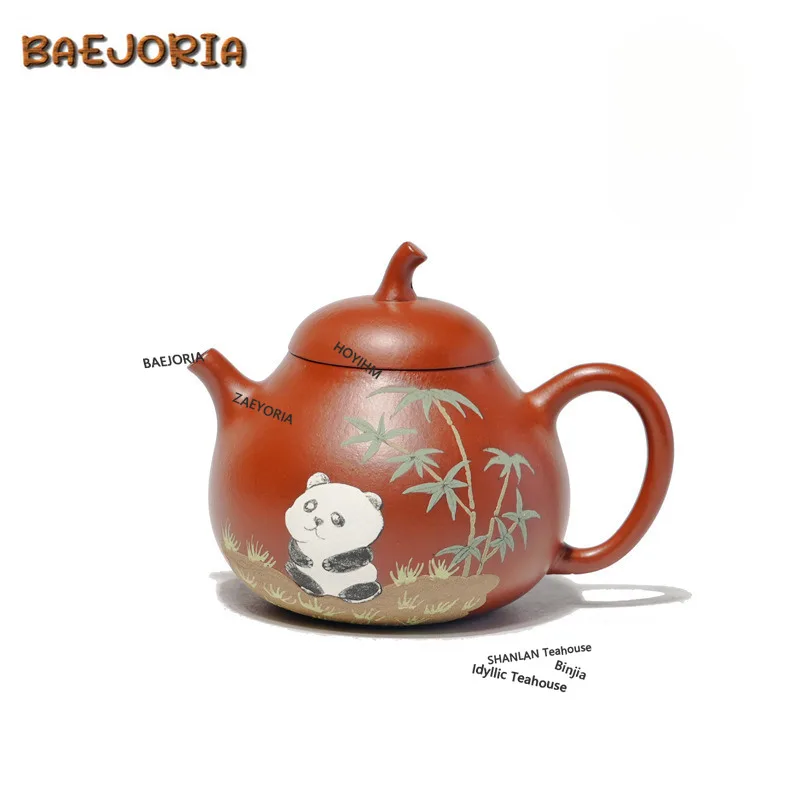 BAEJORIA 160ml Aesthetic Yixing Purple Clay Teapots Handmade Panda Eggplant Pot Raw Ore Zhu Mud Kettle Chinese Zisha Teaset Tea