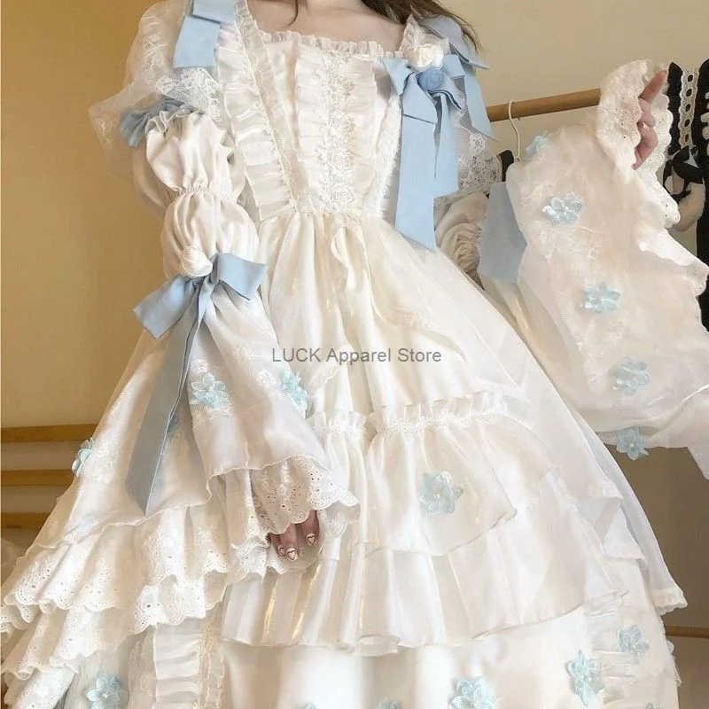 Vestido Lolita autêntico de pescador para meninas, Vestido princesa Tinglan, Vestidos Lolita doces, Vestido de festa, Inverno