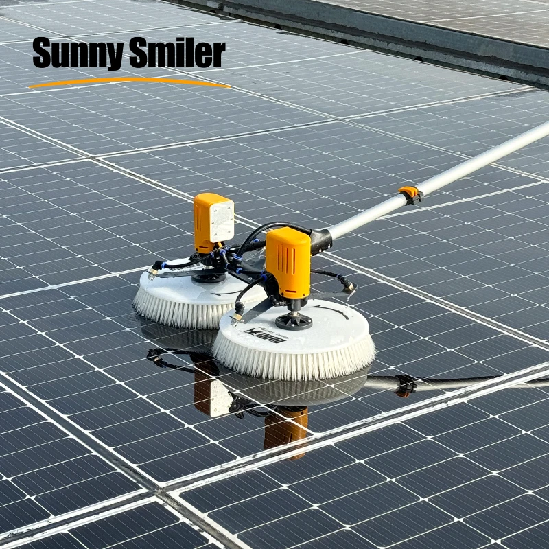 solar panel cleaning double-headed electric brush PV equipment photovoltaic clean machine kit complete system