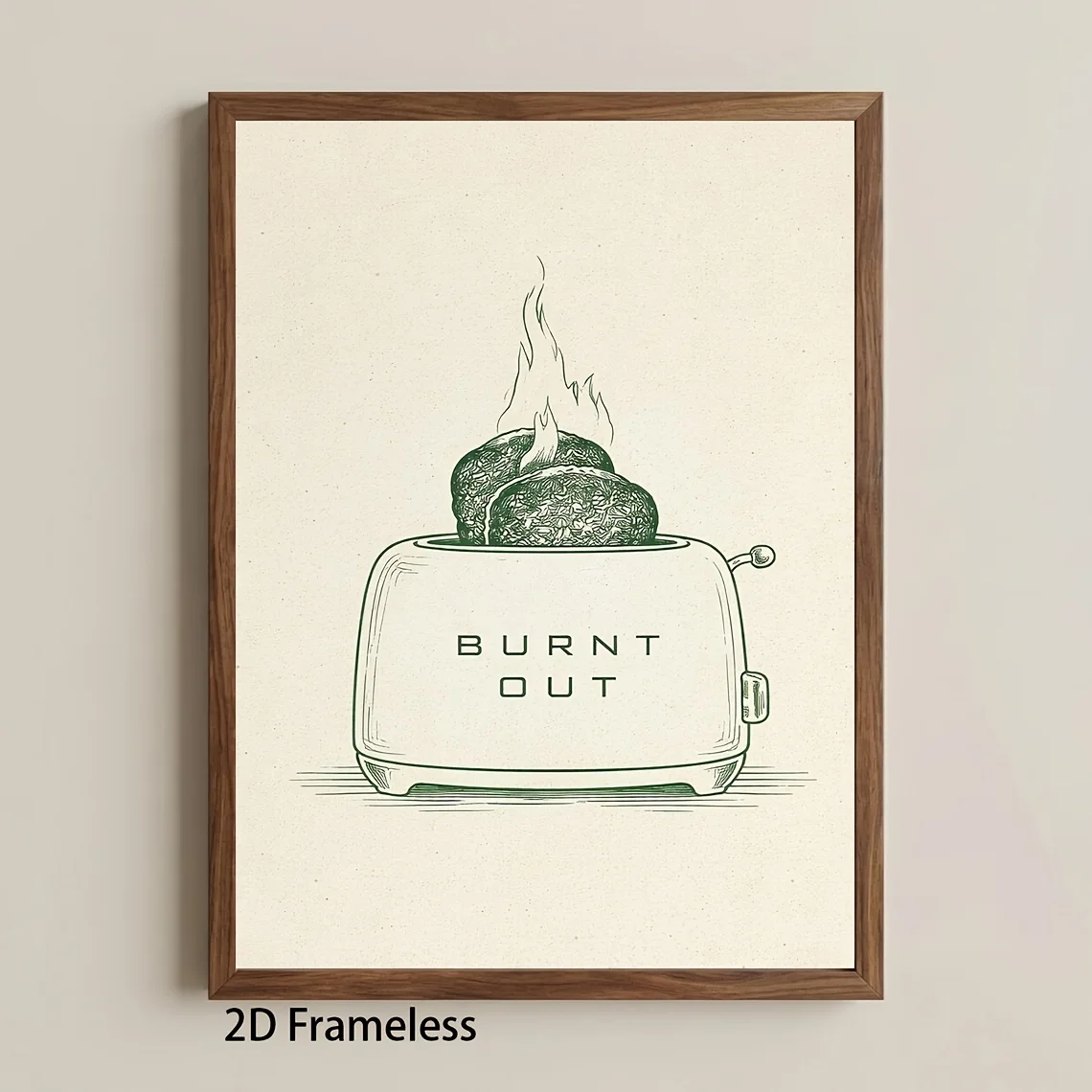 2D Flat, 1pc, 2D Flat, No Frame, Multiple Sizes, Unframed, Burnt Funny Toaster Illustration Wall Art, Fun Canvas Painting Wal