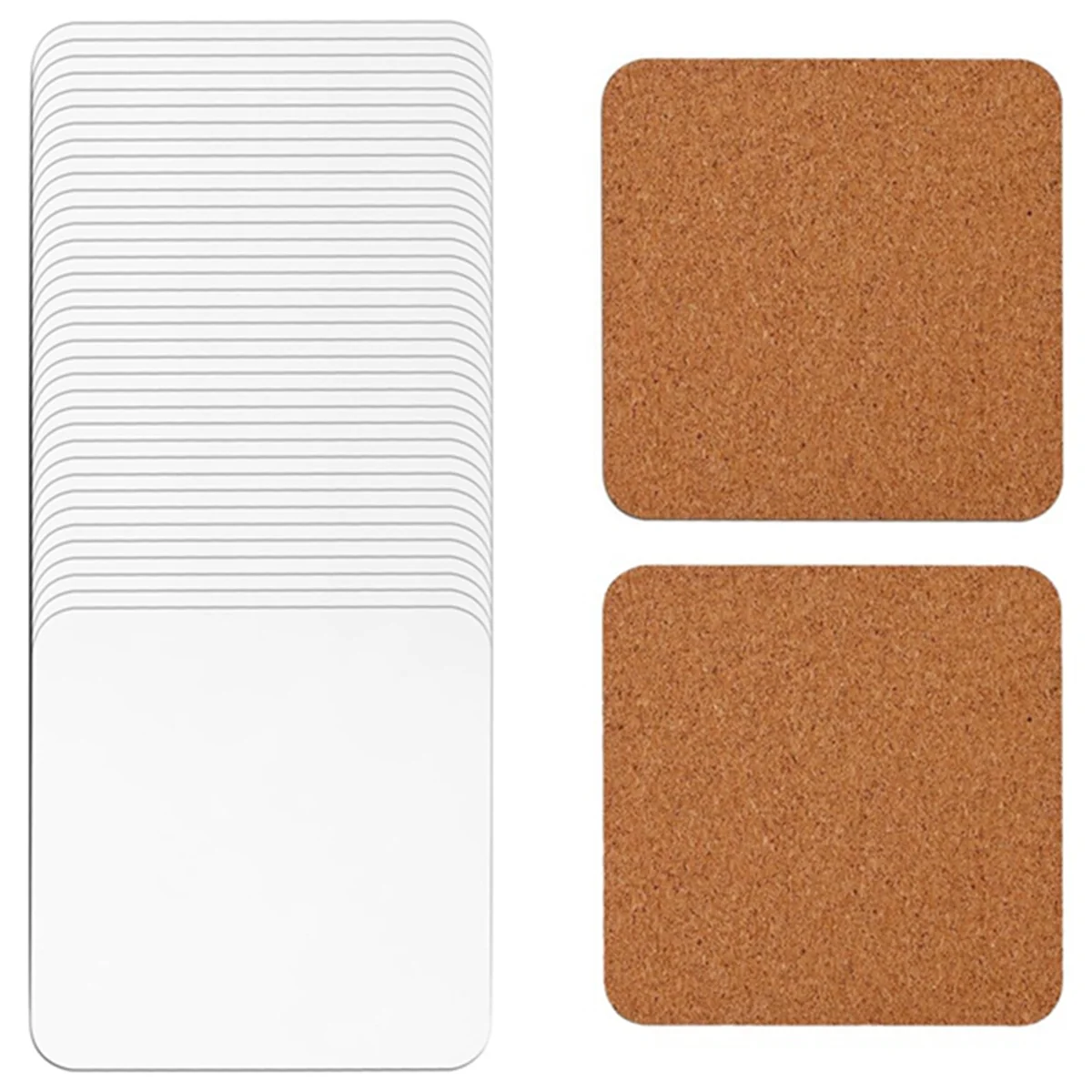 40Pcs Sublimation Square Coasters, Cardboard Coasters, 4x4in MDF Hardboard Coaster MDF Wooden Coaster