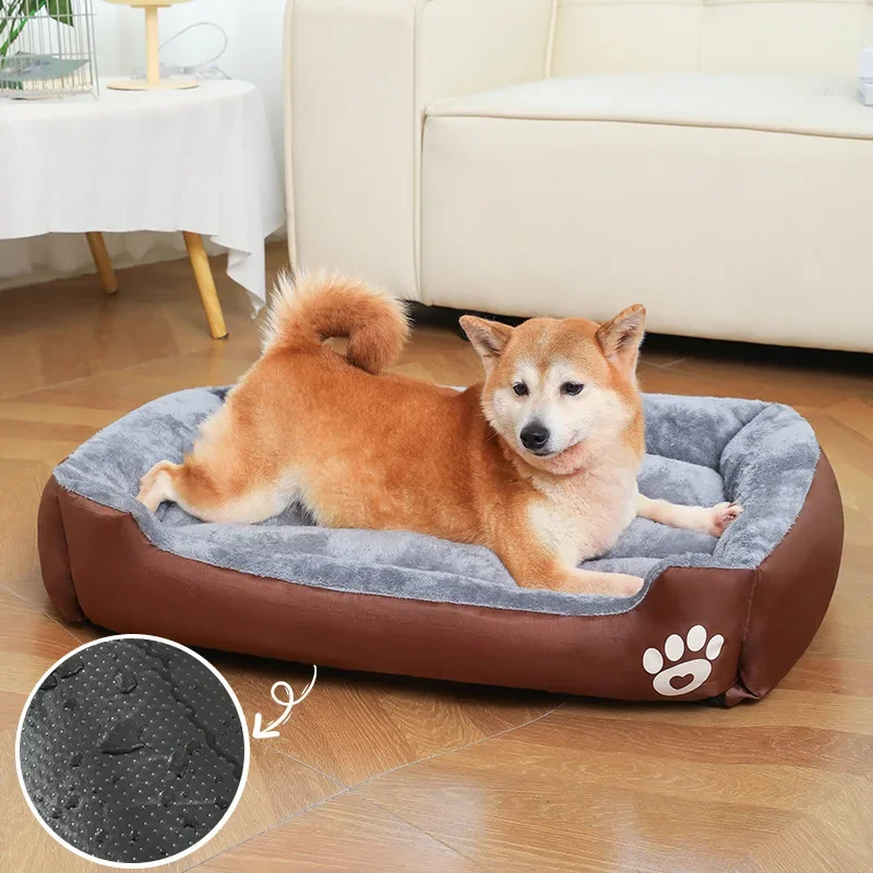 Four Seasons Universal paw Print dog House Square large and small pet bed mat bottom non-slip Oxford cloth short plush pet house