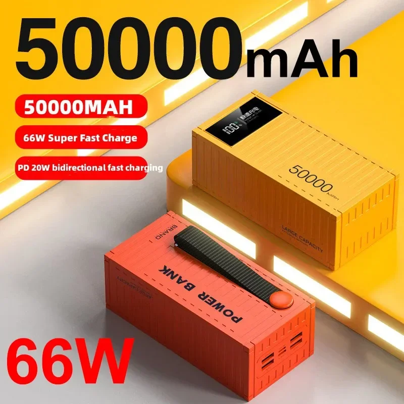 

50000mAh Power Bank 66W Container Super Fast Charging Portable Powerbank for Huawei iPhone14 Xiaomi External Battery Charger NEW