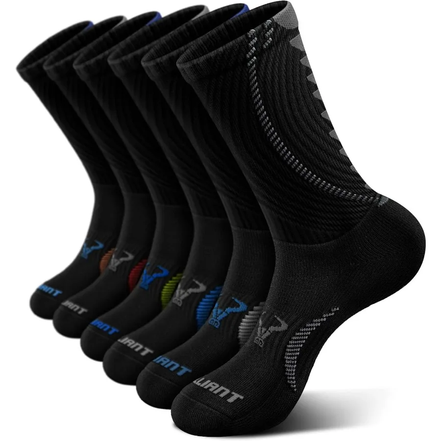 

Men's Athletic Compression Crew Socks with Cushioning and Arch Support for Running Sports Hiking Fishing Enhanced Performance a