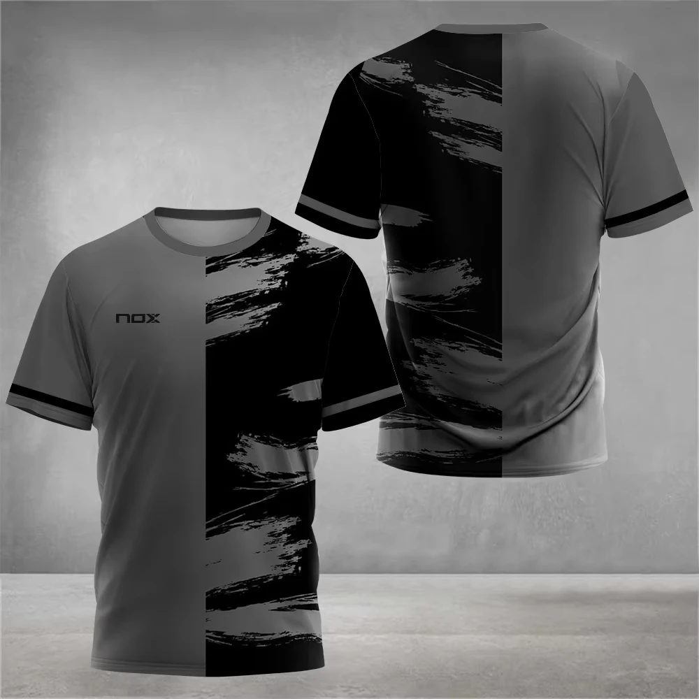 2025 nueva camiseta informal de calle para hombre, camiseta con gradiente, tenis, bádminton, voleibol, Top deportivo, ropa holgada de manga corta con cuello redondo