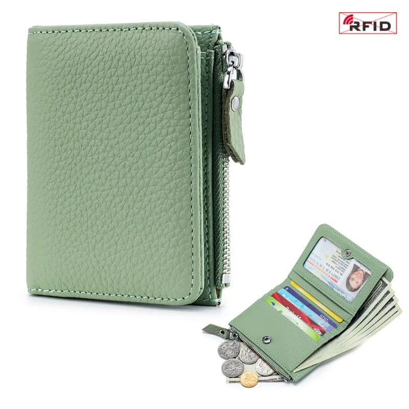 New fashion ultra-thin short wallet, large capacity women's RFID wallet, zipper wallet, and coin purse