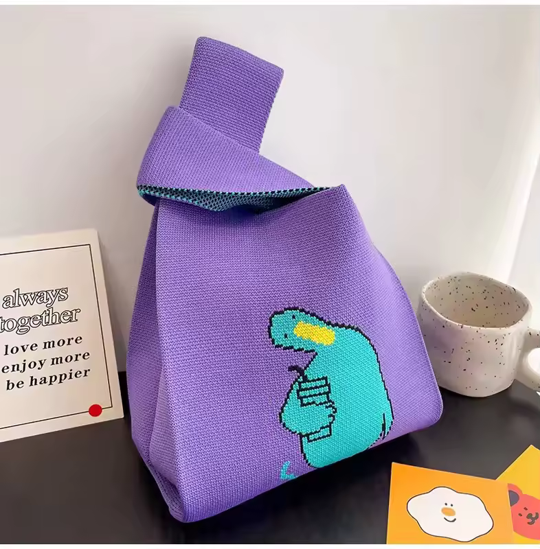 Women'S Knot Wrist Bag Handmade Knitted Bag Portable Mini Striped Tote Bucket Phone Bags Large Capacity Autumn Winter Handbags - Image 60
