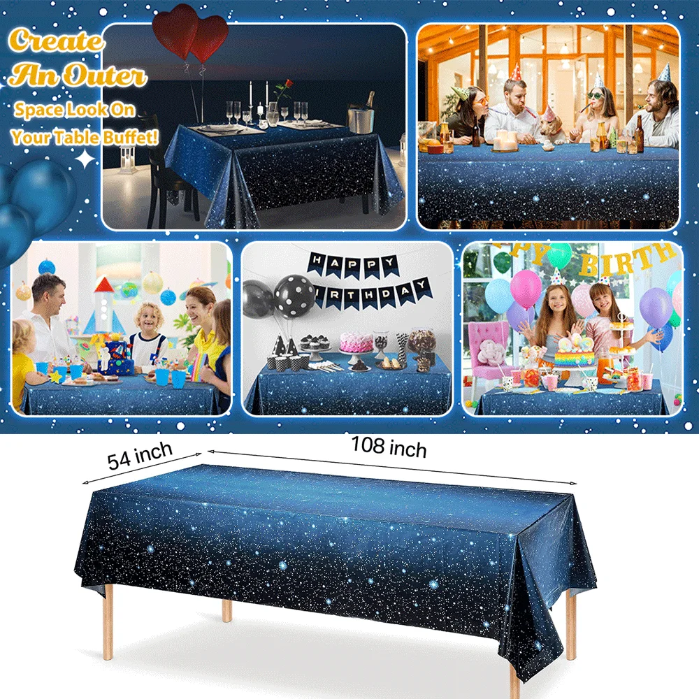 Juego de vajilla de noche estrellada para fiesta de galaxia, decoraciones de mesa de cumpleaños, servilletas de placa de papel, Sistema Solar,