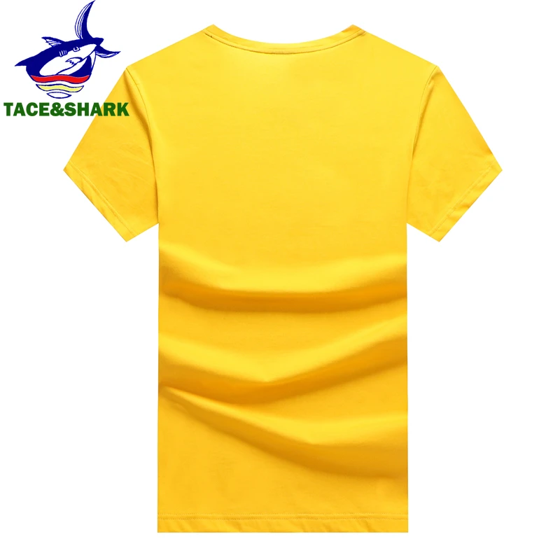 TACE&SHARK 2022 Summer Shark Print T Shirt Fashion T-shirts Clothing Mens Casual Solid Color Slim Fit Business Tshirts