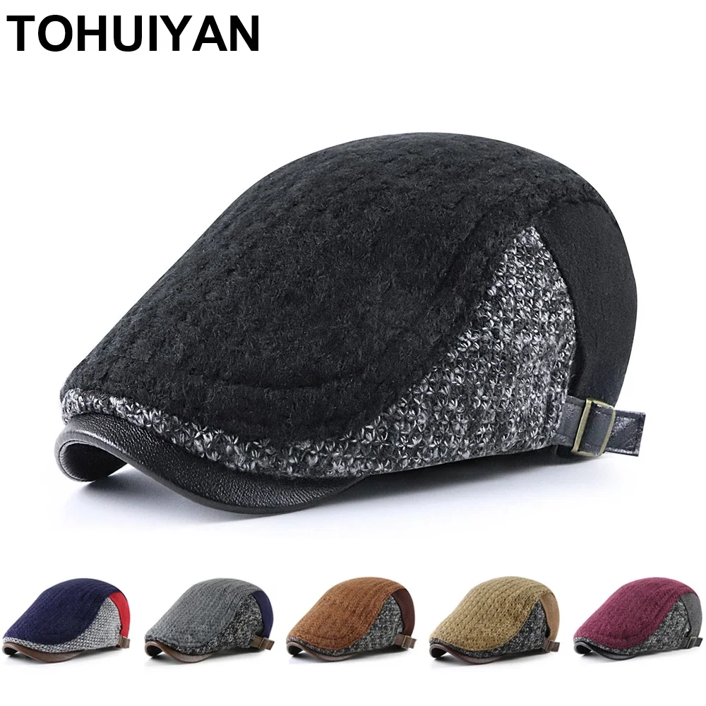 2024 Retro Knitted Man Hat Casual Boina Hombre Newsboy Caps Winter Autumn Warm Cabbie Hats Drivers Branded Flat Cap for Women