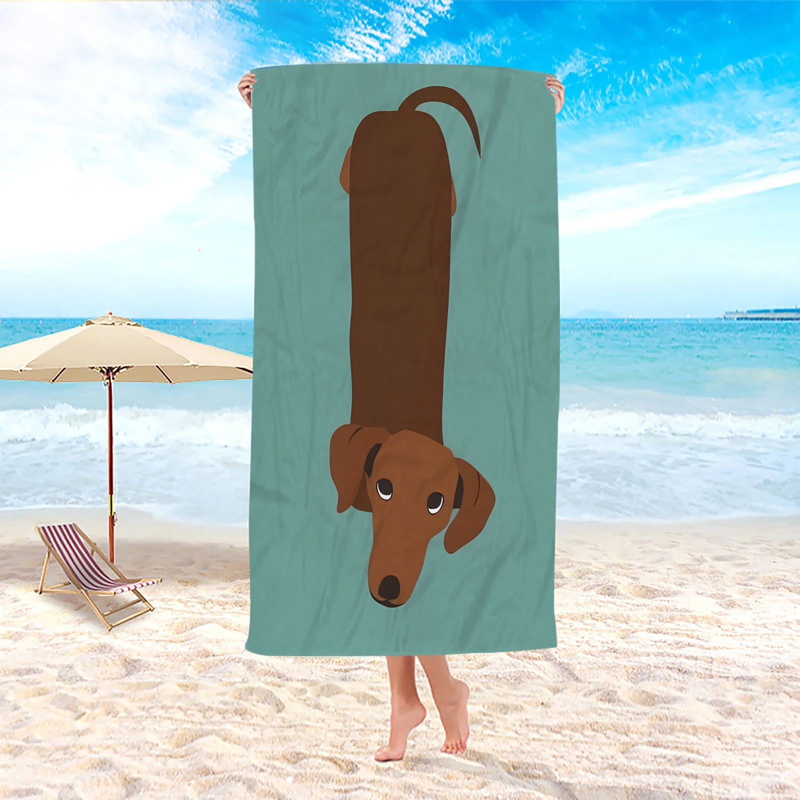

Dachshund Dog Art Beach Towel 1Pc Microfiber Waterproof Sandproof 2D Flat Printed Summer Holiday Pool Sun Bath Towel