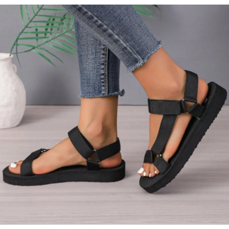 New Female Shoes on Sale Fashion Summer Outdoor Women's Sandals Solid Open Toe Low-heeled Roman Casual Beach Sandals Women