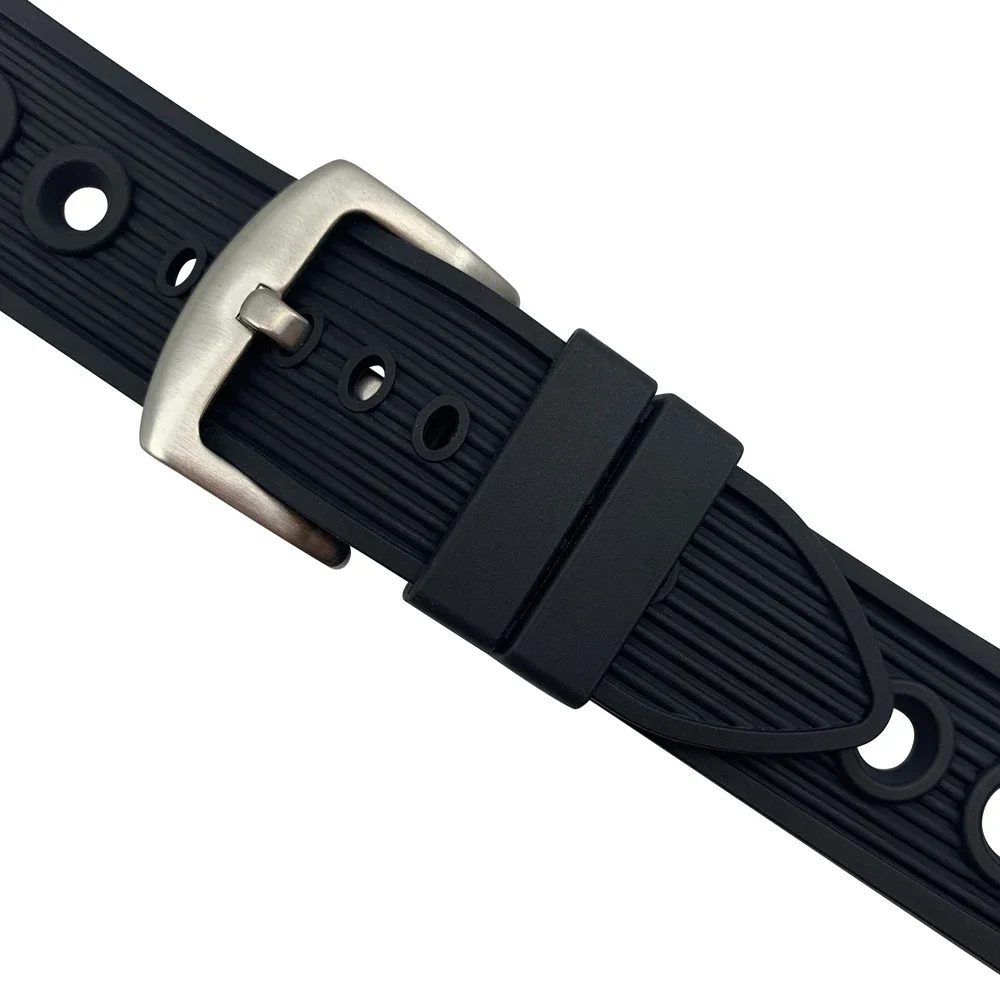 Nature Rubber 22mm Black Watchband Bracelet strap Watch band Strap