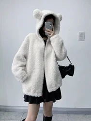 2023 Autumn Winter New Faux fur Wool jacket to keep warm and heavy sheepskin fur jacket fashion new warm thick hooded jacket