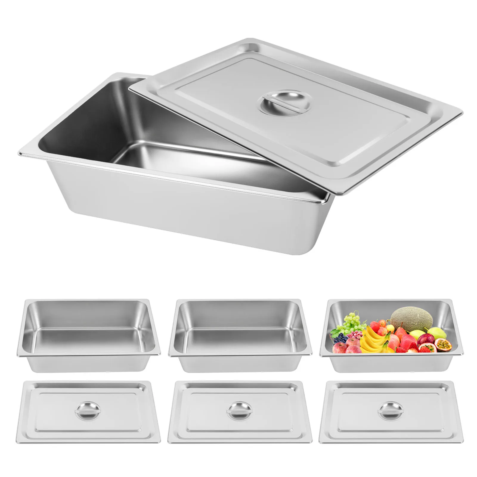 

4 Pack Stainless Steel Buffet Dinner Serving Container Commercial Food Steamer for Hotel Canteen Restaurant Cafeteria