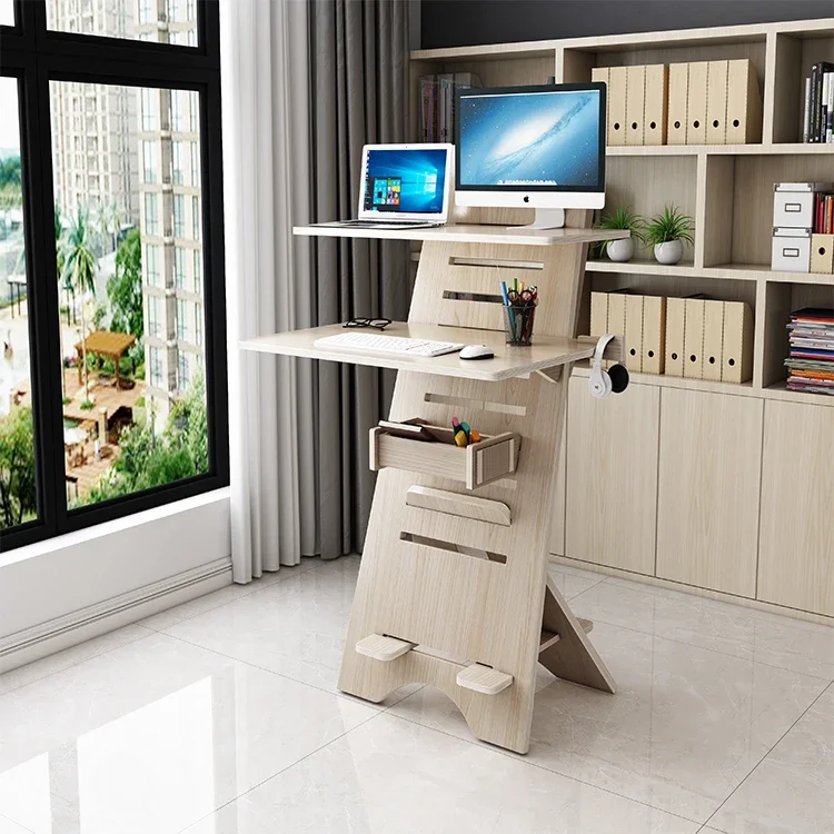 Perfect home office workstation Easy height-adjusting work  s and multi-task wooden computer
