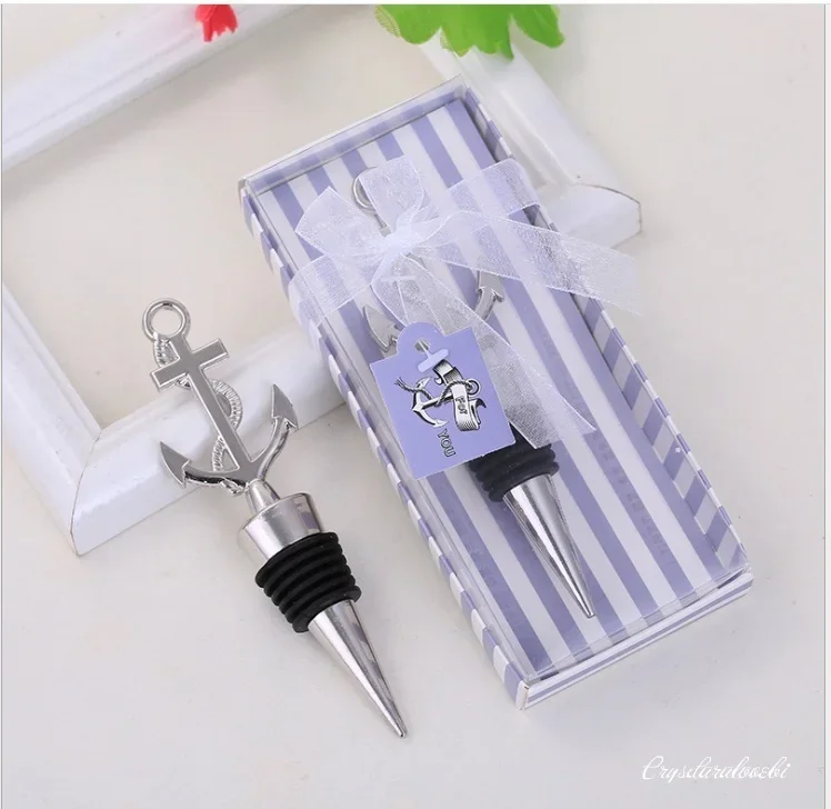 20pcs/lot Wedding Favor Gift and Giveaways for Man Guest -- Nautical Themed Anchor Wine Bottle Stopper Party Souvenir