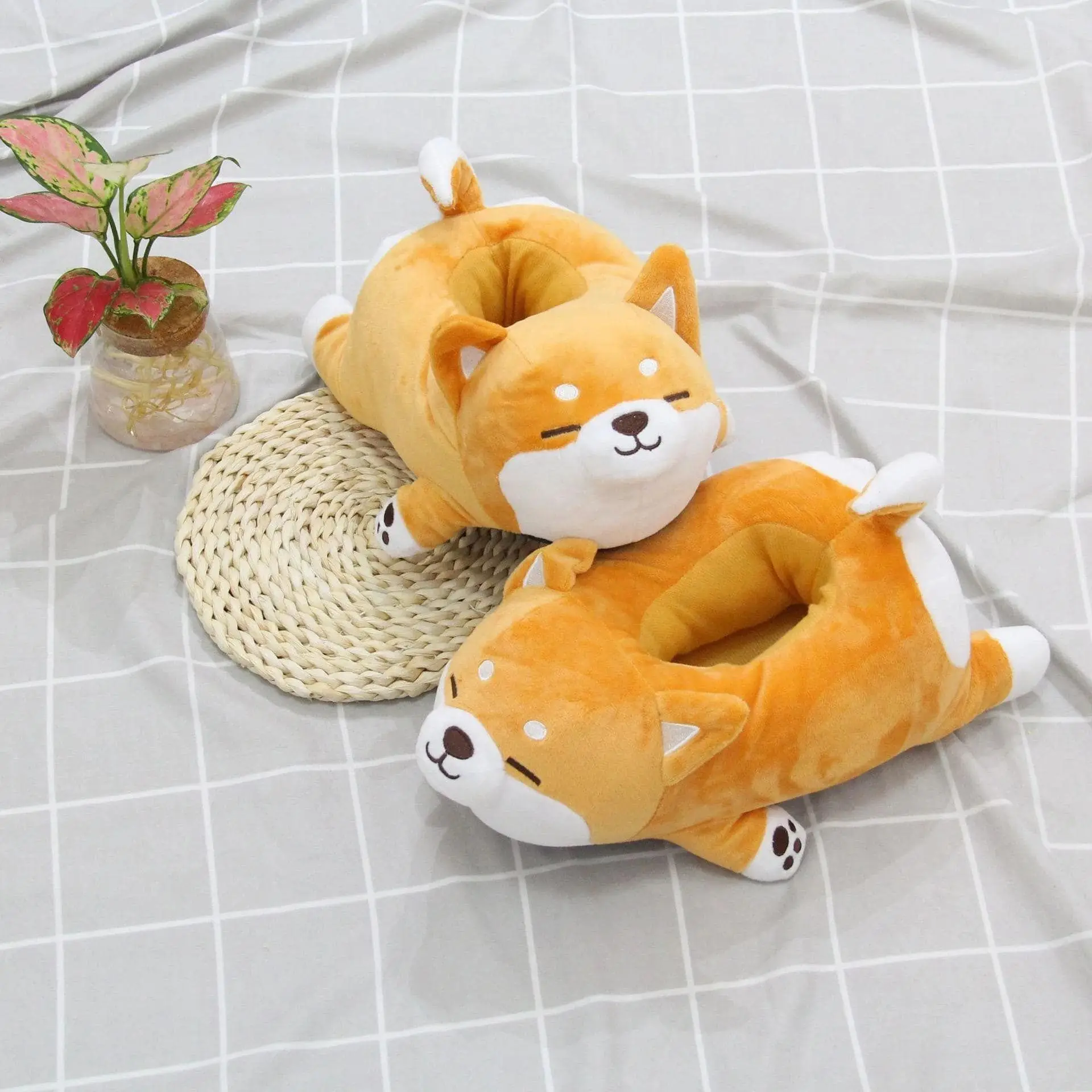 Kawaii 28cm uomo donna divertente pantofola carino Shiba Inu pantofole per cani coppie pantofole da casa in morbido cotone per uso domestico scarpe