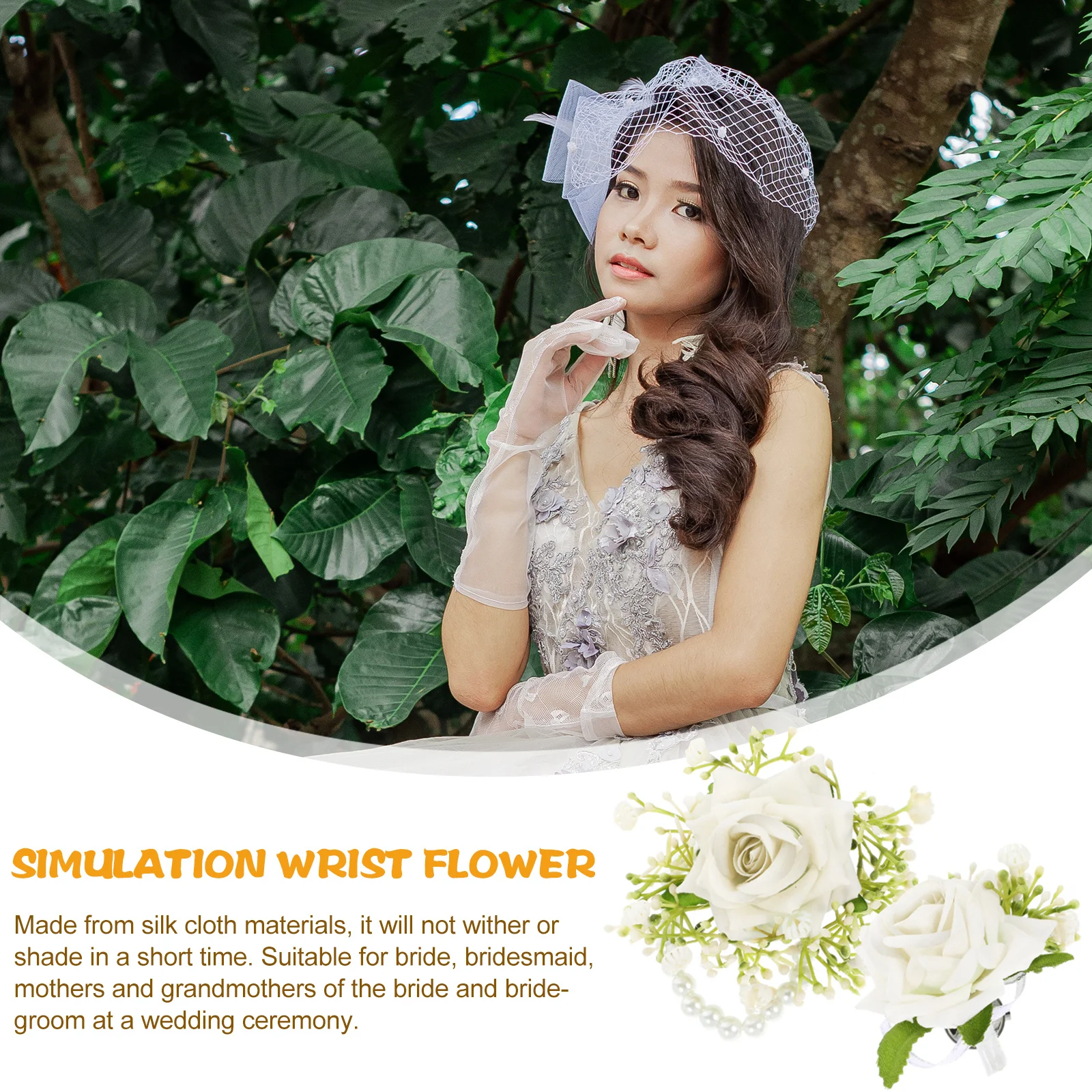 

1Set Wrist Corsage Boutonniere Silk Flower Wedding Bracelet Bridesmaid Bride Groom Artificial Floral Decoration