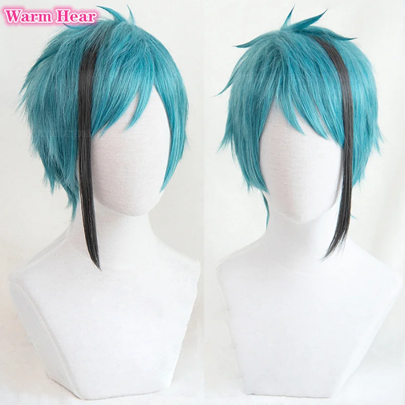 Floyd Jade Cosplay  Floyd Leech Jade Leech Wig Blue Highlights Dark Grey Heat Resistant Hair Wigs + Wig Cap