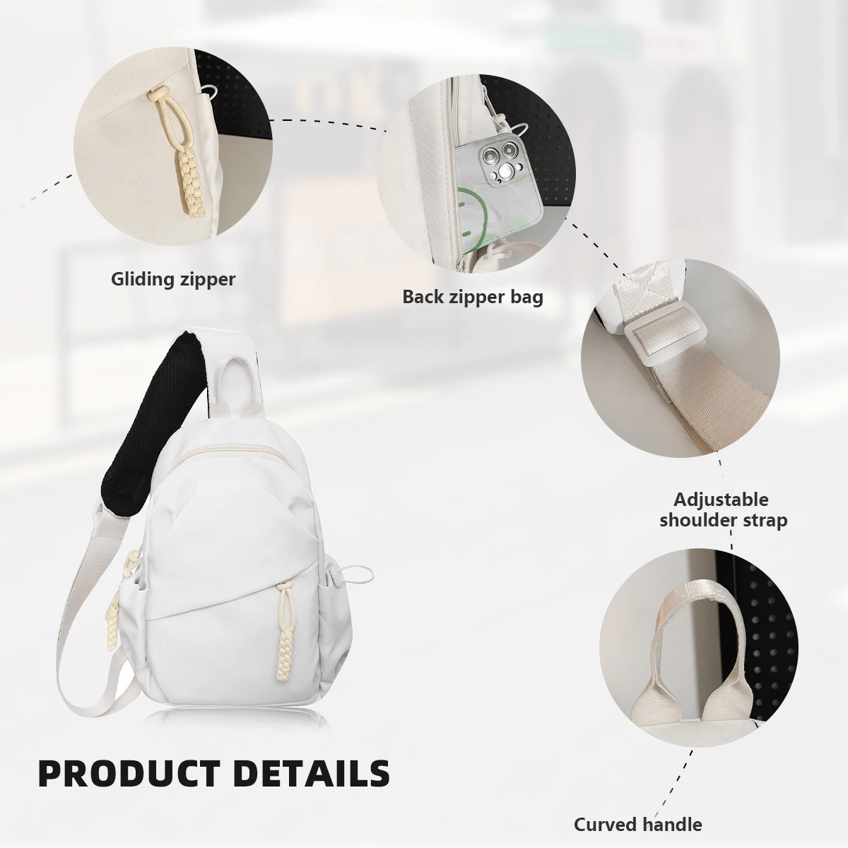 Men's Crossbody Bag, Convenient Chest Bag, Shoulder Bag, Popular Multifunctional Sports Backpack, Paired with a Baseball Cap