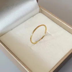 Anillo fino de acero inoxidable, sortija plana minimalista Simple, joyería para mujer, Color oro rosa, negro y plateado, regalo de amor, tamaño 3 a 10