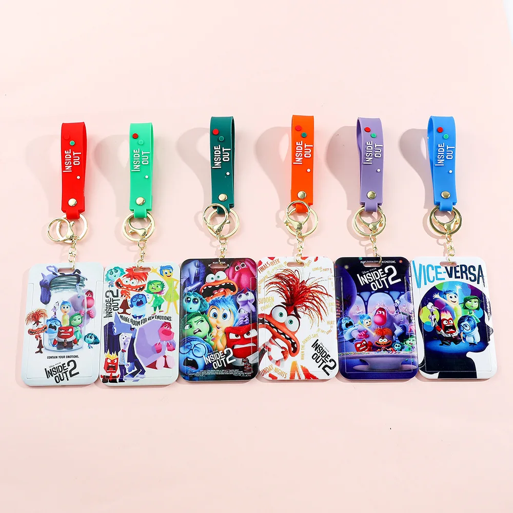 Wholesale Accessories Inside Out 2 Keychain Backpack Pendant Card Holder Id Card Case Anime Figures Toy Car Key Ring Kid Gift