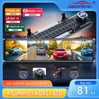 OBDPEAK 4K Dash Cam A8 4-Channel Record 1080P ADAS BSD Car DVR WIFI APP Rear View Mirror Auto Video Camera Ultra HD 24H Parking