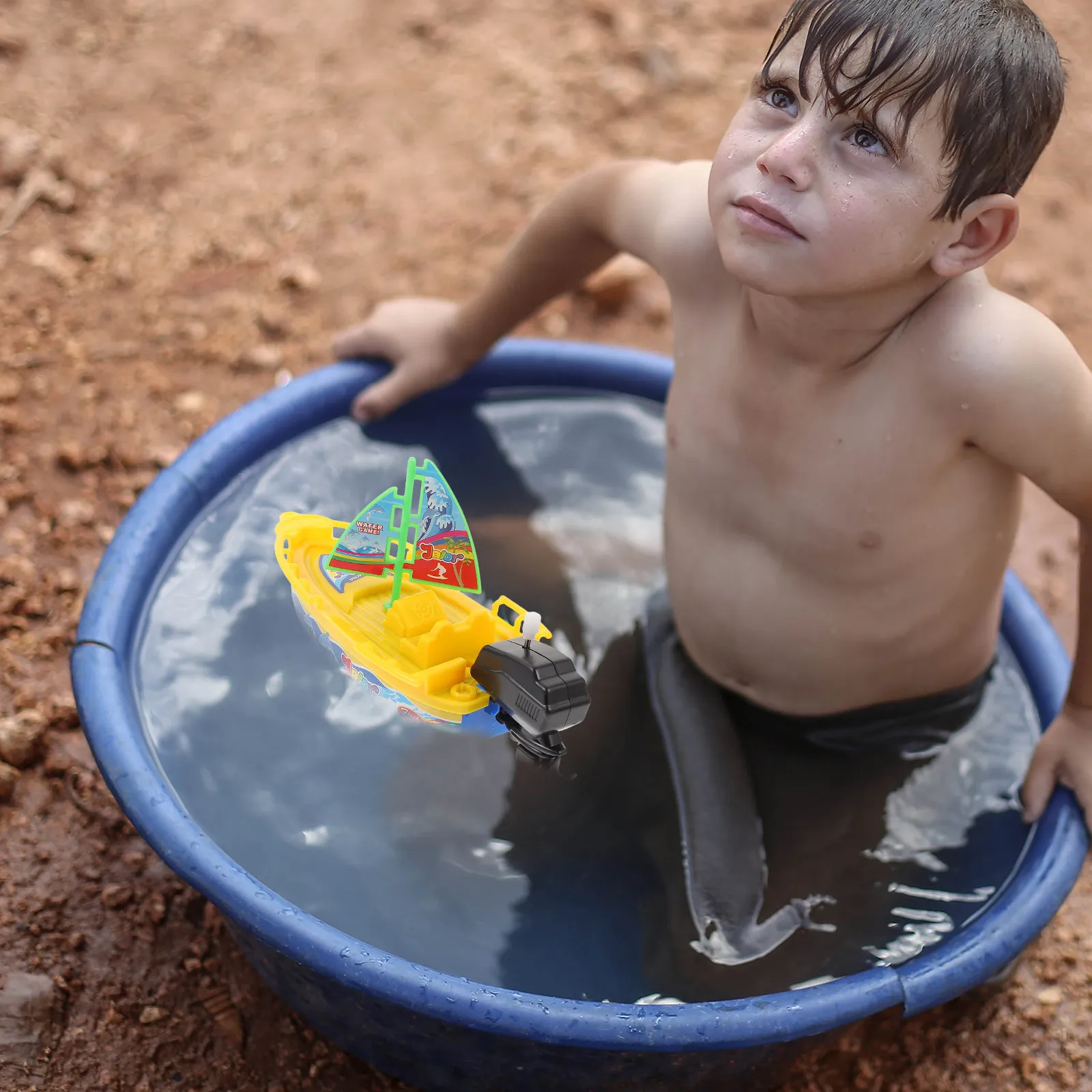3-teiliges Aufzieh-Segelboot-Badespielset, schwimmendes Dusch- und Poolboot, Wasserspaß für Kleinkinder, Bootsspielzeug, Aufziehspielzeug für die Badewanne