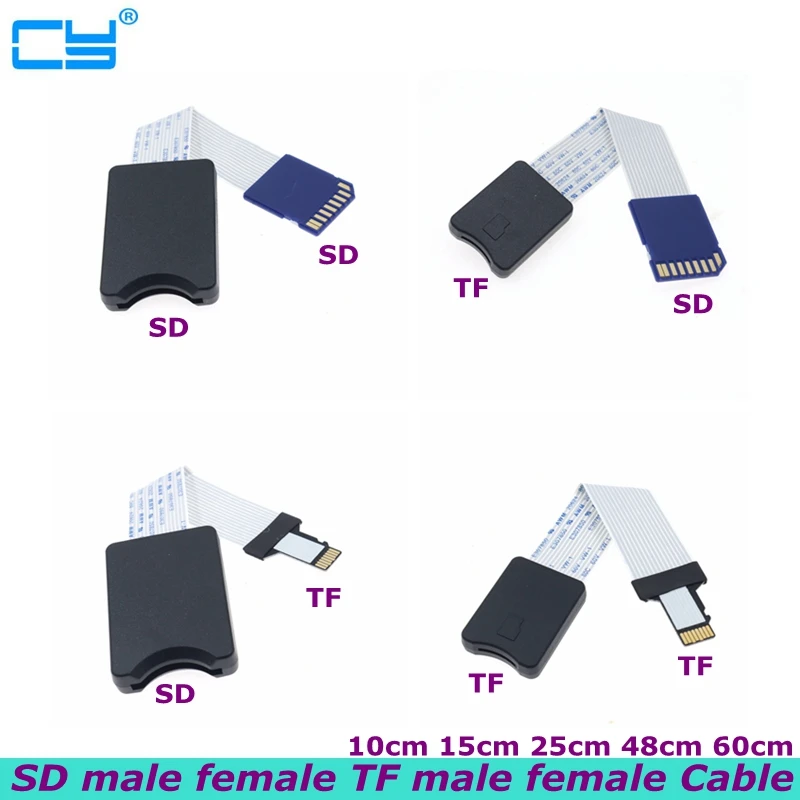 New 60cm TF Male Female To Micro SD Female Male Card Reader Extension Adapter Cable Extender For Car GPS Phone TV Camera