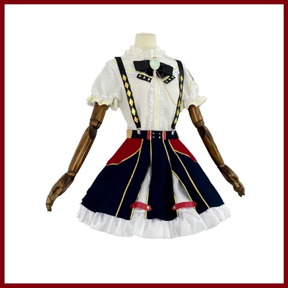 أنيمي الظاهري YouTuber Ace Taffy تأثيري حلي VTuber النمط البريطاني زي مدرسي قميص فستان بحزام شعر مستعار لطيف كرنفال البدلة