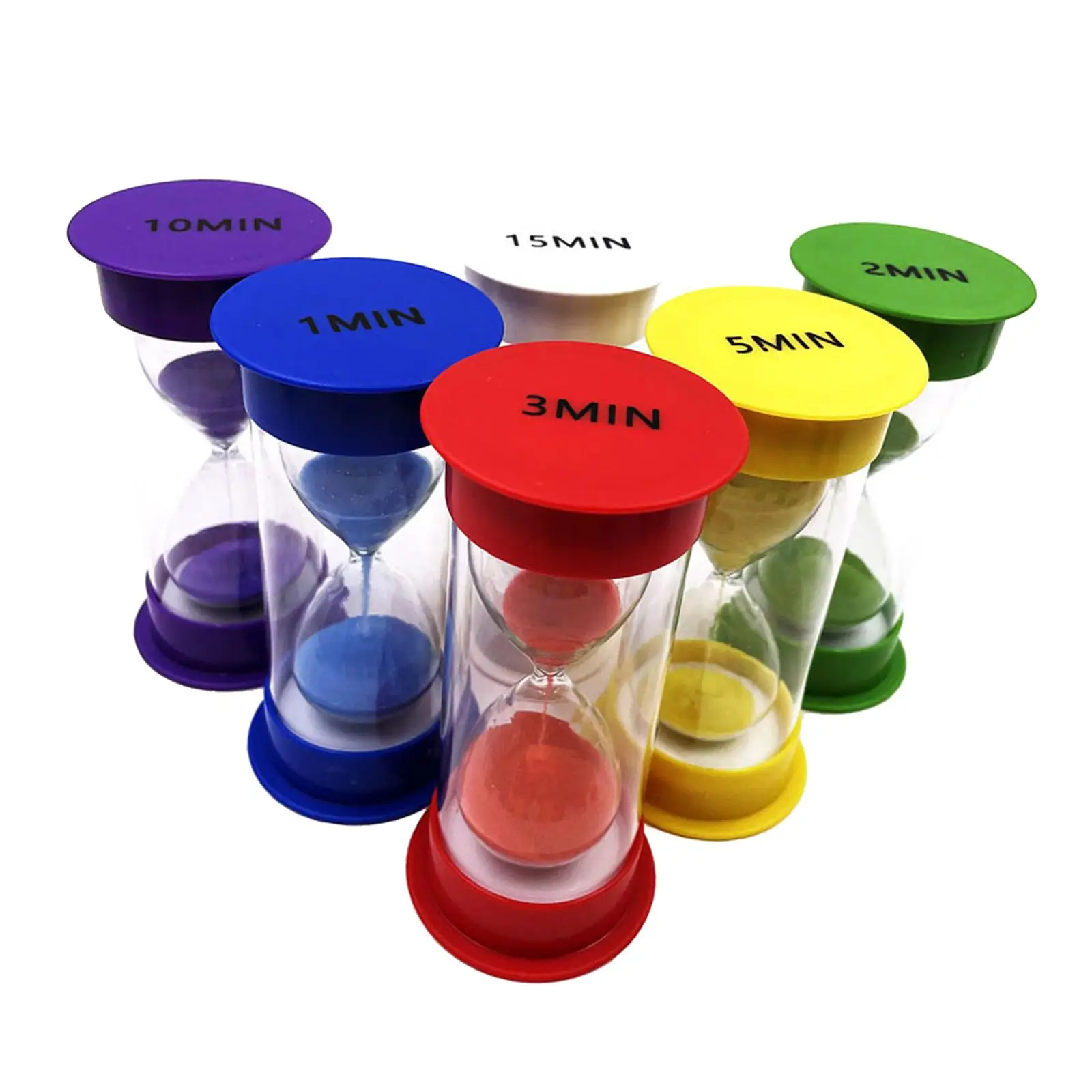 6Pcs Small Hourglass Timer 1Min/2Mins/3Mins//10Mins/15Mins Lightweight Decorative Sandglass for Restaurant Study Cooking