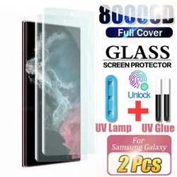 2Pcs UV Full Liquid Glue HD Transparent 3D Curved Edge 9H Tempered Glass For Honor X8B X9A X9B X40 X50 5G Screen Protector