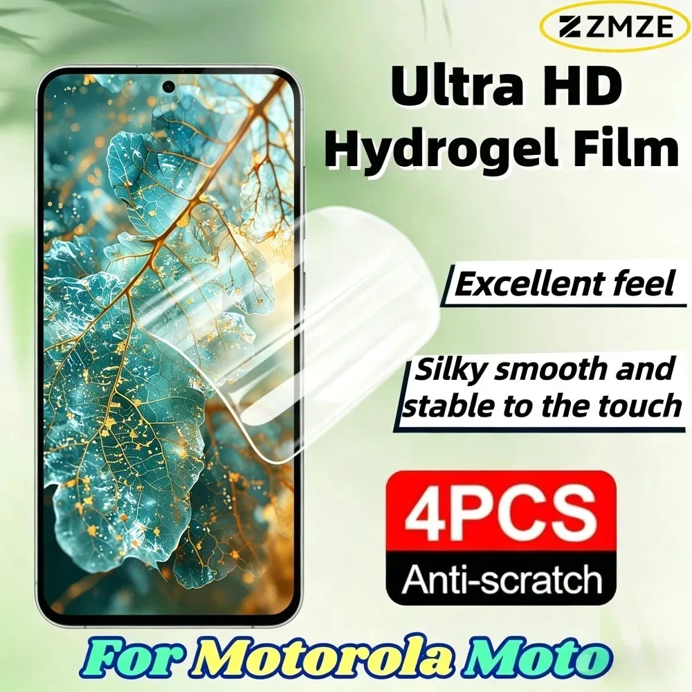 Paquete de 4 películas de hidrogel transparentes HD para Motorola Moto G30 G31 G32 G34 G35 G36, no de vidrio, para la serie Moto G45 G42 G41 G40 Fusion