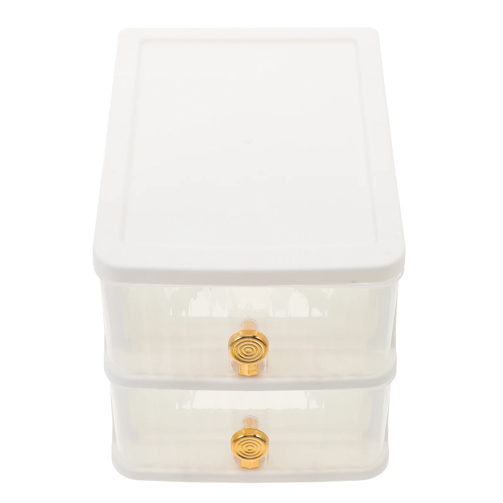 

1pc Clear Desk Organizer with 2 Layers 15x21.5x15cm White Storage Box for Office Supplies Small Drawers Document Shelf
