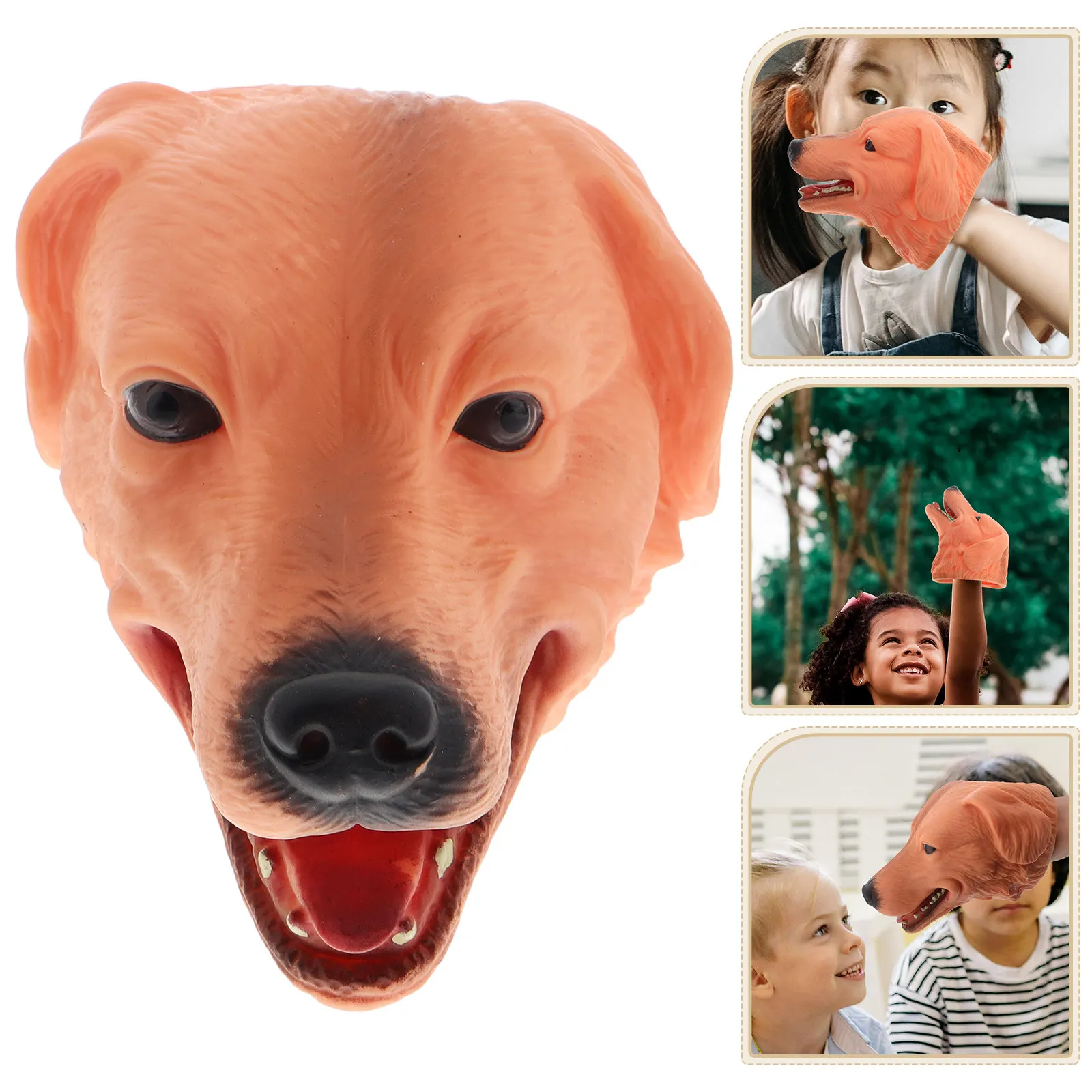 Plastic Dog Hand Puppet for Kids Realistic Touch Design Creative Storytelling Prop Interactive Learning Tool Fine Motor Skill