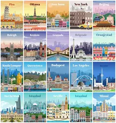 AZQSD 5d Diamond Painting Postcard Landscape Handmade Rhinestones Embroidery Sale City Building Home Decoration Gift