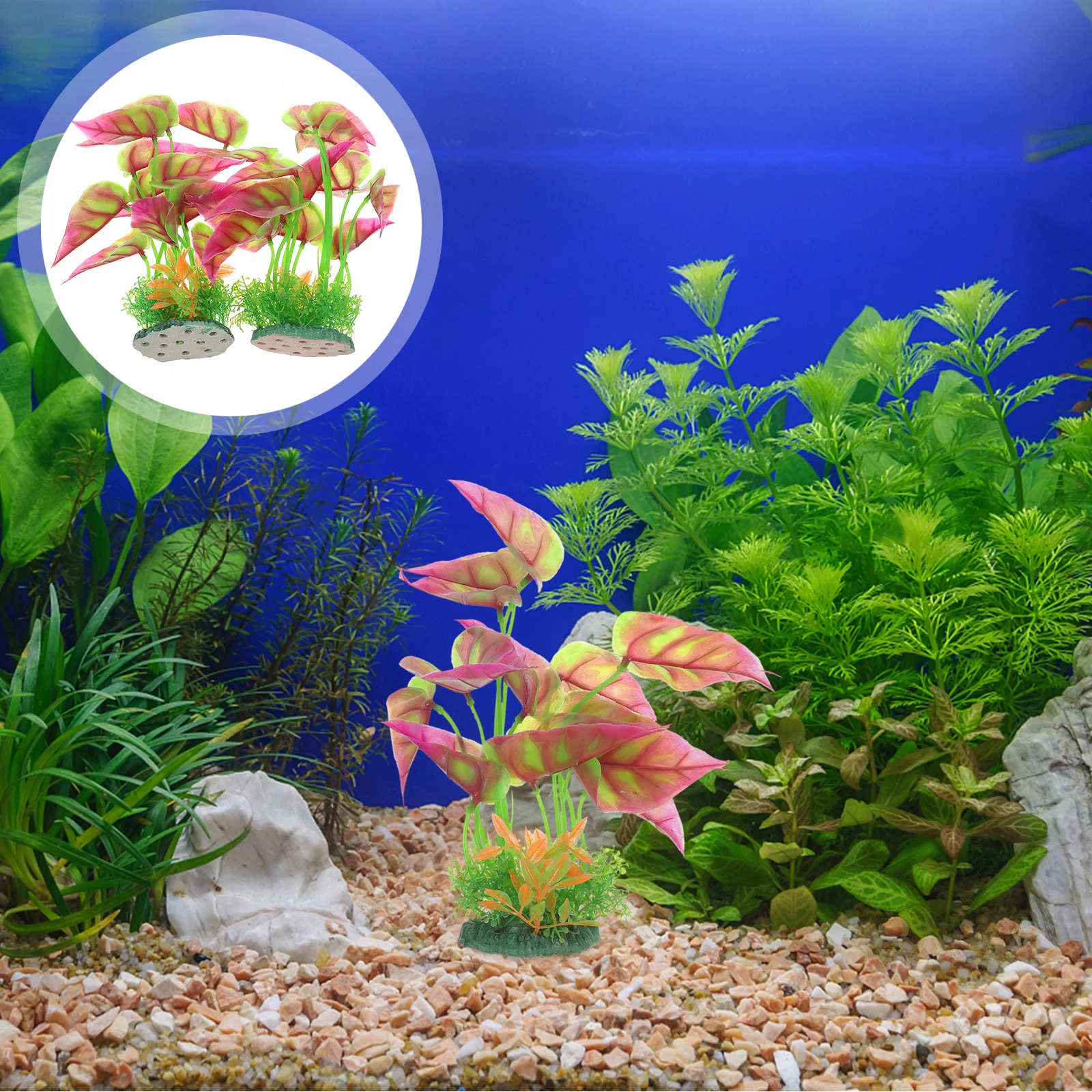 

2Pcs Lifelike Plastic Aquarium Plants Decorations Stable Base Easy Clean Fish Tank Accessories Artificial Fish Aquarium Decor