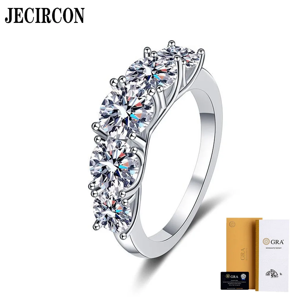 

JECIRCON European and American Style S925 Sterling Silver Ring D Color Full Moissanite Row Ring 3.6 Carat Light Luxury Jewelry