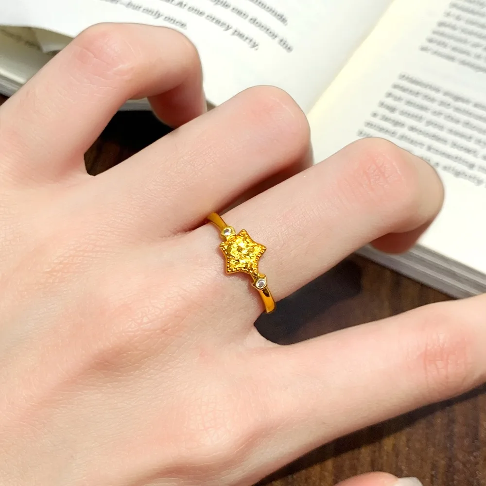 Burst Flash smash Ice Star ring Sweet wind advanced opening adjusting ring 9999gold