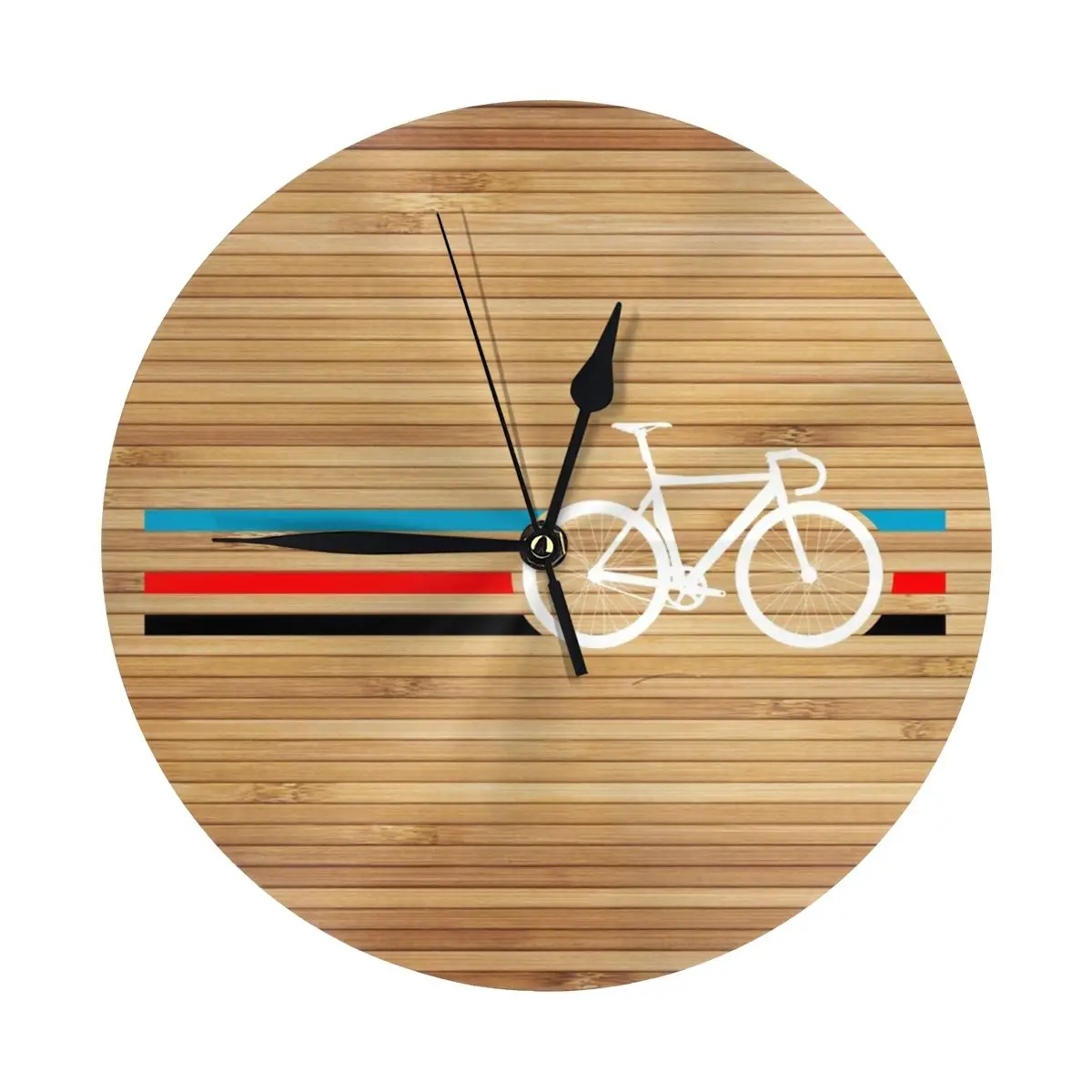 Classic Round Wall Clock Bike Stripes Velodrome Battery-Operated Analog Clock with Clear Numbers for Easy Time Reading