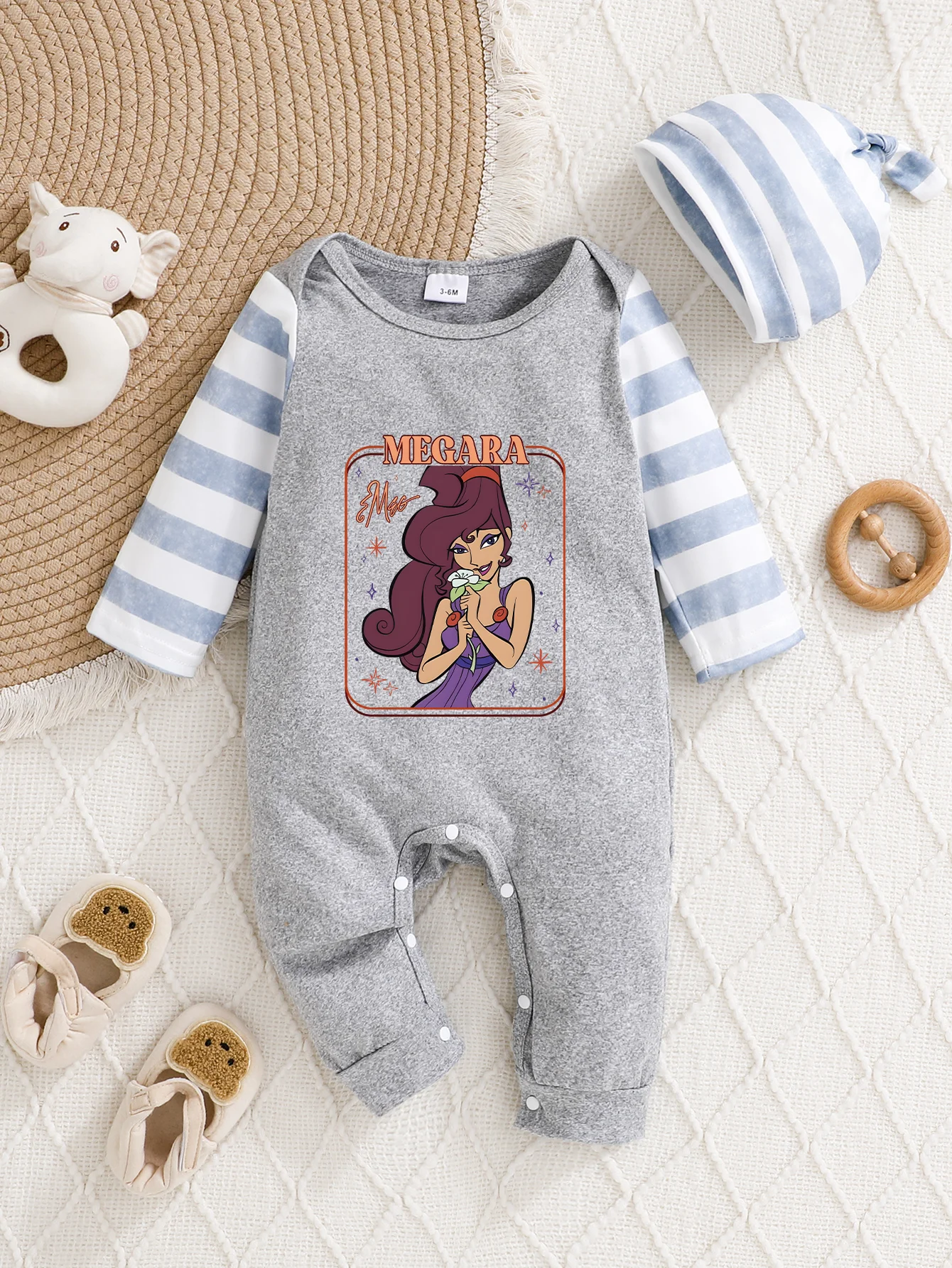 

【Официально лицензировано】 Комбинезон с капюшоном Disney Megara: принт «Ретро-блеск Мегары», мягкая и комфортная ткань